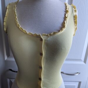 Wilfred Light Yellow Ruffled Tank Top